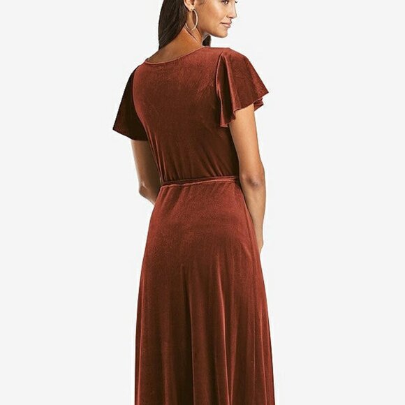 After Six 1538...Velvet Wrap Maxi Dress with Pockets...Auburn Moon...Sz XXL - Picture 3 of 7